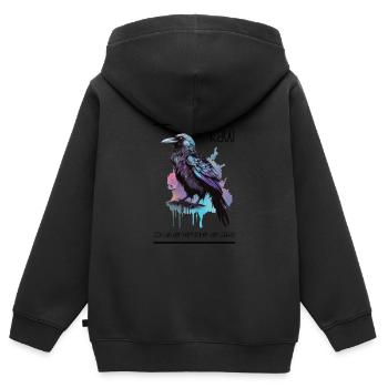 Rabe Kra Kaw Ich Bin Der Herrscher Der Lüfte - Kinder Premium Organic Zip Hoodie - Schwarz - Hinten - AI Model Kid Male (0cm)