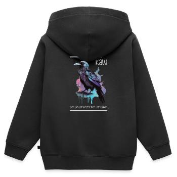 Rabe Kra Kaw Ich Bin Der Herrscher Der Lüfte - Kinder Premium Organic Zip Hoodie - Schwarz - Hinten - AI Model Kid Male (0cm)