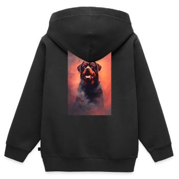 Rottweiler Hund Animal - Kinder Premium Organic Zip Hoodie - Schwarz - Hinten - AI Model Kid Male (0cm)