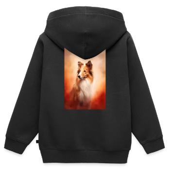 Shetland Sheepdog Dog Animal - Sweat Premium à capuche zippé enfant bio - noir - Dos - AI Model Kid Male (0cm)