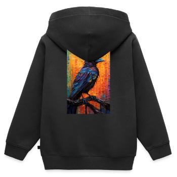 Rabe Raben Krähe Krähen Vogel Tier Colorful - Kinder Premium Organic Zip Hoodie - Schwarz - Hinten - AI Model Kid Male (0cm)