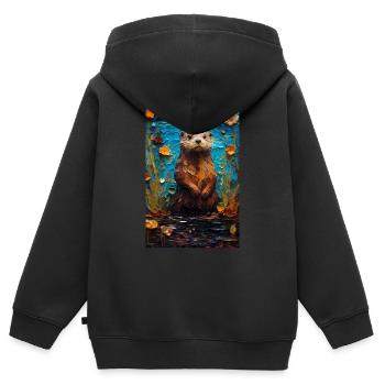 Otter Seeotter Colorful - Kinder Premium Organic Zip Hoodie - Schwarz - Hinten - AI Model Kid Male (0cm)