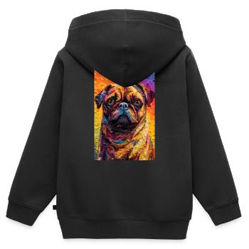 Mops Möpse Hund Color - Kinder Premium Organic Zip Hoodie - Schwarz - Hinten - AI Model Kid Male (0cm)