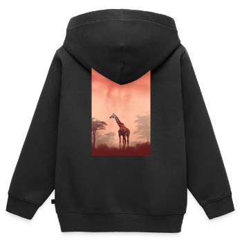Giraffe Animal Africa Giraffe Animal - Kids Premium Organic Zip-up Hoodie - black - Back - AI Model Kid Male (0cm)