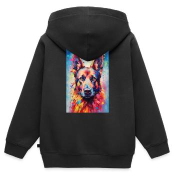 Deutscher Schäferhund Hund Malinois Colorful - Kinder Premium Organic Zip Hoodie - Schwarz - Hinten - AI Model Kid Male (0cm)