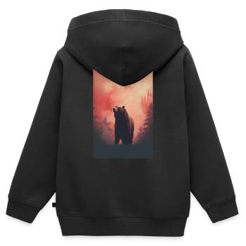 Ours Grizzli Ours brun Ours animal - Sweat Premium à capuche zippé enfant bio - noir - Dos - AI Model Kid Male (0cm)