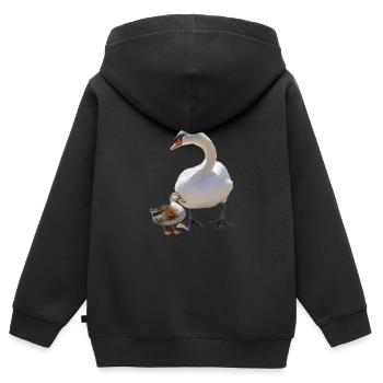 Schwan - Kinder Premium Organic Zip Hoodie - Schwarz - Hinten - AI Model Kid Male (0cm)