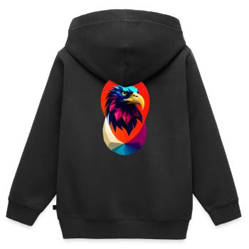 Aigle #3 - Sweat Premium à capuche zippé enfant bio - noir - Dos - AI Model Kid Male (0cm)