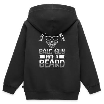 Glatze Platte Keine Haare - Kinder Premium Organic Zip Hoodie - Schwarz - Hinten - AI Model Kid Male (0cm)
