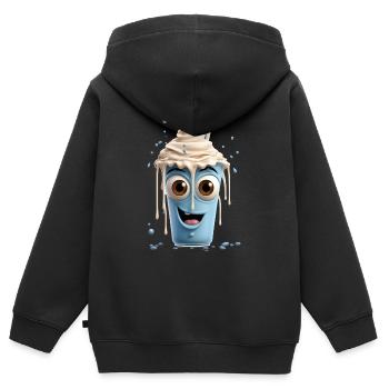 Milkshake amusant - Sweat Premium à capuche zippé enfant bio - noir - Dos - AI Model Kid Male (0cm)