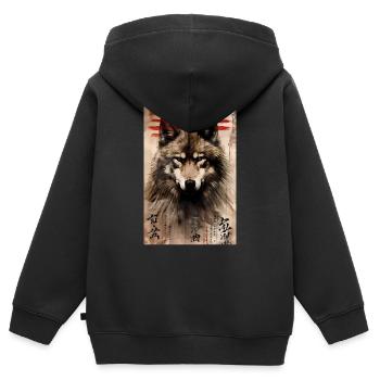 Wolf Wölfe Tier Jaulen Animal - Kinder Premium Organic Zip Hoodie - Schwarz - Hinten - AI Model Kid Male (0cm)