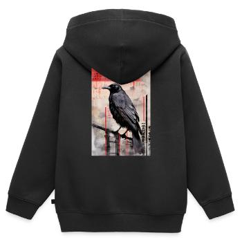 Rabe Raben Krähe Krähen Vogel Tier China - Kinder Premium Organic Zip Hoodie - Schwarz - Hinten - AI Model Kid Male (0cm)
