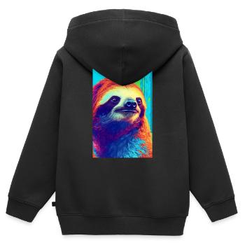 Paresseux paresseux endormi animal paresseux - Sweat Premium à capuche zippé enfant bio - noir - Dos - AI Model Kid Male (0cm)