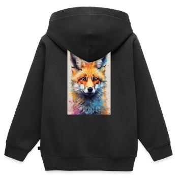Fuchs Füchse Tier Colorful - Kinder Premium Organic Zip Hoodie - Schwarz - Hinten - AI Model Kid Male (0cm)