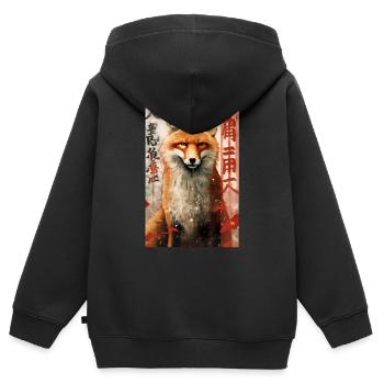 Renard Renard Animal Chine - Sweat Premium à capuche zippé enfant bio - noir - Dos - AI Model Kid Male (0cm)
