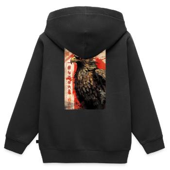 Adler Tier Adler Weißkopfseeadler China - Kinder Premium Organic Zip Hoodie - Schwarz - Hinten - AI Model Kid Male (0cm)