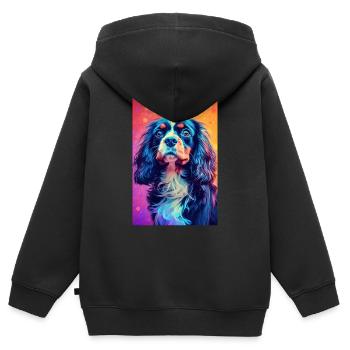 Charles Spaniel Hund Dog - Kids Premium Organic Zip-up Hoodie - black - Back - AI Model Kid Male (0cm)