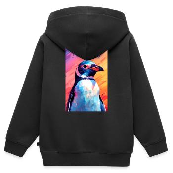 Pinguin Pinguine Tier - Kinder Premium Organic Zip Hoodie - Schwarz - Hinten - AI Model Kid Male (0cm)
