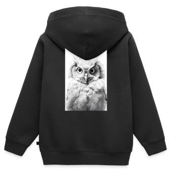 Eule Vogel Tier Eulen - Kinder Premium Organic Zip Hoodie - Schwarz - Hinten - AI Model Kid Male (0cm)