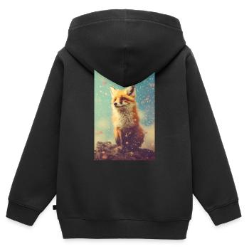 Fuchs Füchse Tier - Kinder Premium Organic Zip Hoodie - Schwarz - Hinten - AI Model Kid Male (0cm)