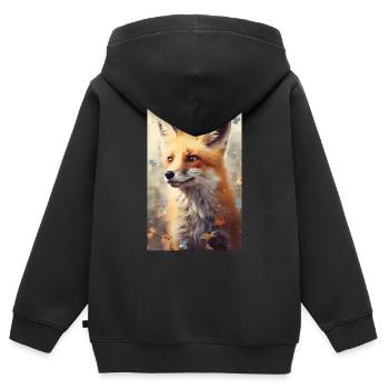 Fuchs Füchse Tier - Kinder Premium Organic Zip Hoodie - Schwarz - Hinten - AI Model Kid Male (0cm)
