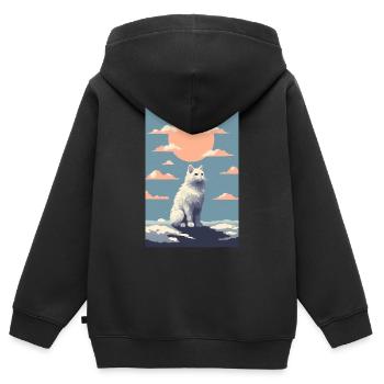 Chat Chat Amoureux Chaton Propriétaire Chaton - Sweat Premium à capuche zippé enfant bio - noir - Dos - AI Model Kid Male (0cm)