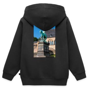 Reiterstandbild Wilhelms I. in der Kaiserpfalz - Kinder Premium Organic Zip Hoodie - Schwarz - Hinten - AI Model Kid Male (0cm)