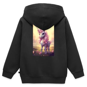 Einhorn Einhörner Märchen Magisch Animal - Kinder Premium Organic Zip Hoodie - Schwarz - Hinten - AI Model Kid Male (0cm)