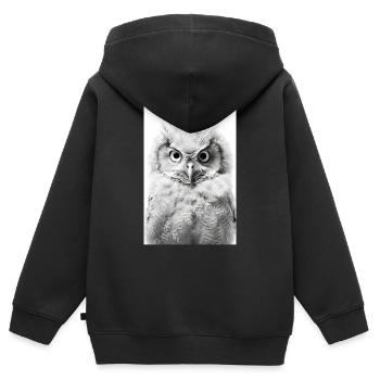 Owl Bird Animal Owls Animal - Kids Premium Organic Zip-up Hoodie - black - Back - AI Model Kid Male (0cm)