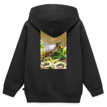 Yellow-bellied slider Gelbbauch-Schmuckschildkröte - Kinder Premium Organic Zip Hoodie - Schwarz - Hinten - AI Model Kid Male (0cm)