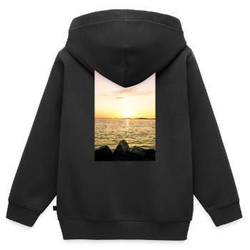 océan - Sweat Premium à capuche zippé enfant bio - noir - Dos - AI Model Kid Male (0cm)