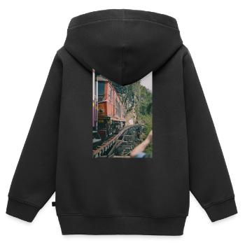Train Train - Sweat Premium à capuche zippé enfant bio - noir - Dos - AI Model Kid Male (0cm)