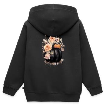 Chemise personnalisée, sweats à capuche, tasses, casquettes, sacs, gobelets - Sweat Premium à capuche zippé enfant bio - noir - Dos - AI Model Kid Male (0cm)
