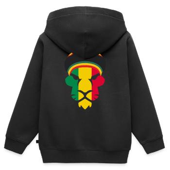 Lion Rasta - Sweat Premium à capuche zippé enfant bio - noir - Dos - AI Model Kid Male (0cm)
