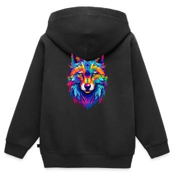 Aurora Spirit Wolf - Kinder Premium Organic Zip Hoodie - Schwarz - Hinten - AI Model Kid Male (0cm)