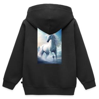 Unicorn Unicorns Fairy Tale Magical Snow - Kids Premium Organic Zip-up Hoodie - black - Back - AI Model Kid Male (0cm)