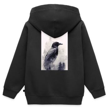 Rabe Raben Krähe Krähen Vogel Tier Forest - Kinder Premium Organic Zip Hoodie - Schwarz - Hinten - AI Model Kid Male (0cm)