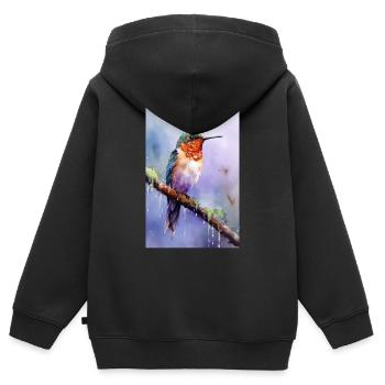 Hummingbird Hummingbird Bird Hummingbird Animal Watercolor - Kids Premium Organic Zip-up Hoodie - black - Back - AI Model Kid Male (0cm)