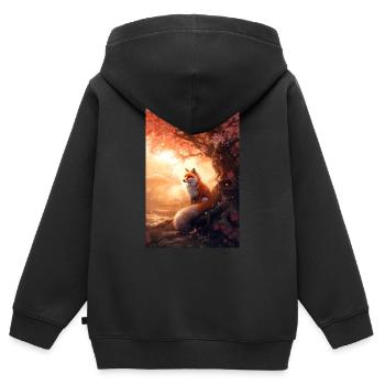 Fuchs Füchse Tier Animals - Kinder Premium Organic Zip Hoodie - Schwarz - Hinten - AI Model Kid Male (0cm)