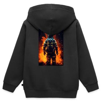 Feuerwehr Feuerwehrmann Cool - Kinder Premium Organic Zip Hoodie - Schwarz - Hinten - AI Model Kid Male (0cm)