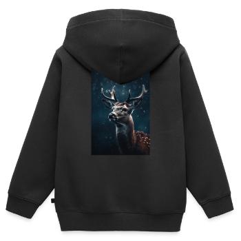 Reh Hirsch Jäger Tier Animal - Kinder Premium Organic Zip Hoodie - Schwarz - Hinten - AI Model Kid Male (0cm)
