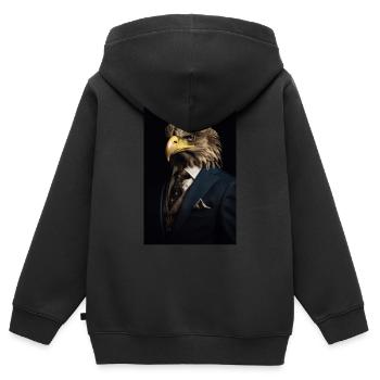 Adler Tier Adler Weißkopfseeadler Suit - Kinder Premium Organic Zip Hoodie - Schwarz - Hinten - AI Model Kid Male (0cm)