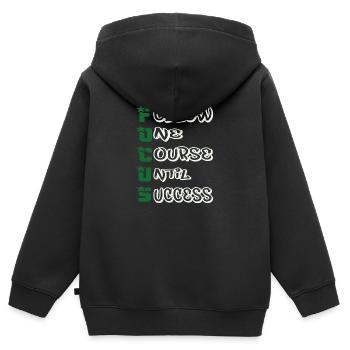Fokus qoutes - Kinder Premium Organic Zip Hoodie - Schwarz - Hinten - AI Model Kid Male (0cm)