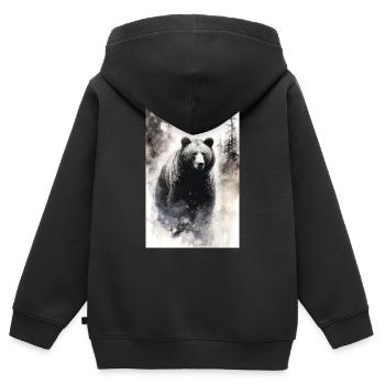 Ours Grizzli Ours brun Ours Ours Animaux - Sweat Premium à capuche zippé enfant bio - noir - Dos - AI Model Kid Male (0cm)