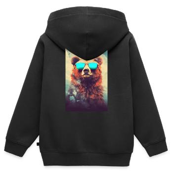 Bär Grizzlybär Braunbär Bären Animal - Kinder Premium Organic Zip Hoodie - Schwarz - Hinten - AI Model Kid Male (0cm)