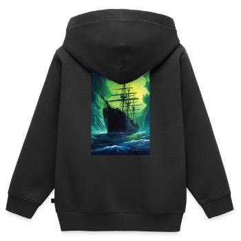 Schiff Schiffe Segelboot Boot Boote Aurora - Kinder Premium Organic Zip Hoodie - Schwarz - Hinten - AI Model Kid Male (0cm)