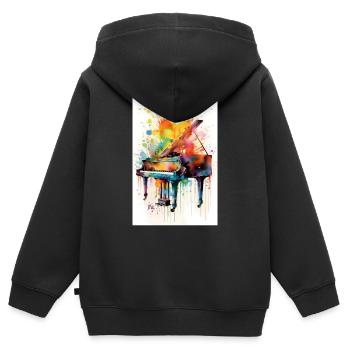 Piano, Piano, Pianist, Instrument, Instrument - Kids Premium Organic Zip-up Hoodie - black - Back - AI Model Kid Male (0cm)