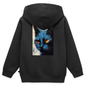 Chat, Amoureux Des Chats, Propriétaire De Chat, Chaton - Sweat Premium à capuche zippé enfant bio - noir - Dos - AI Model Kid Male (0cm)