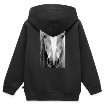 Pferd Pferde Reiten Pferdereiten Sprungreiten - Kinder Premium Organic Zip Hoodie - Schwarz - Hinten - AI Model Kid Male (0cm)