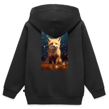 Fuchs Füchse Tier Loving - Kinder Premium Organic Zip Hoodie - Schwarz - Hinten - AI Model Kid Male (0cm)